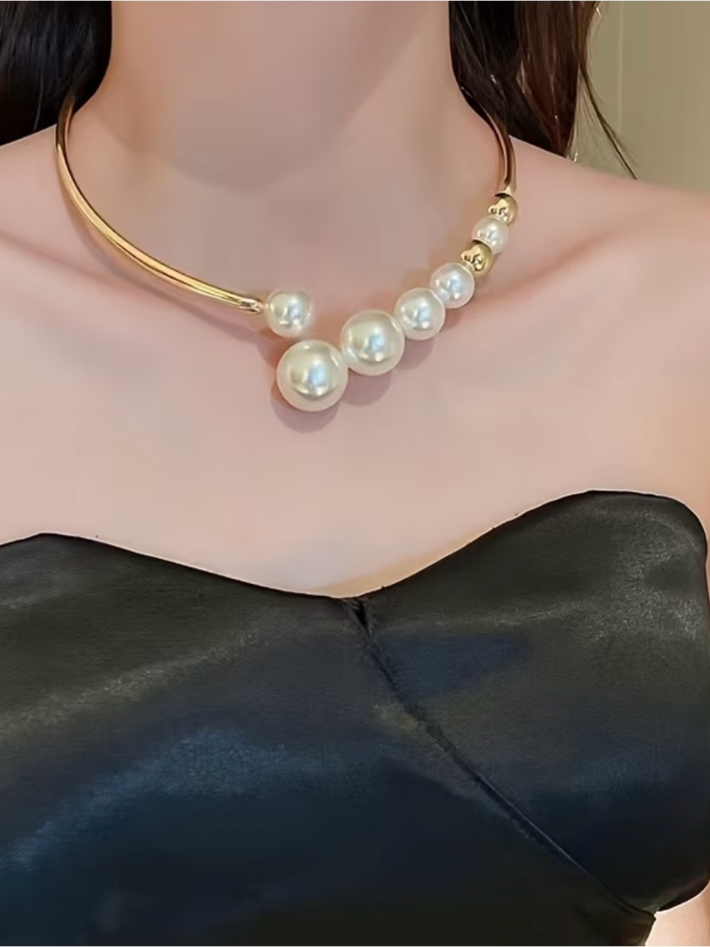 NEW! Gold Pearl Statement Collar Necklace. Elegant Necklace 🕊️ A7-237
